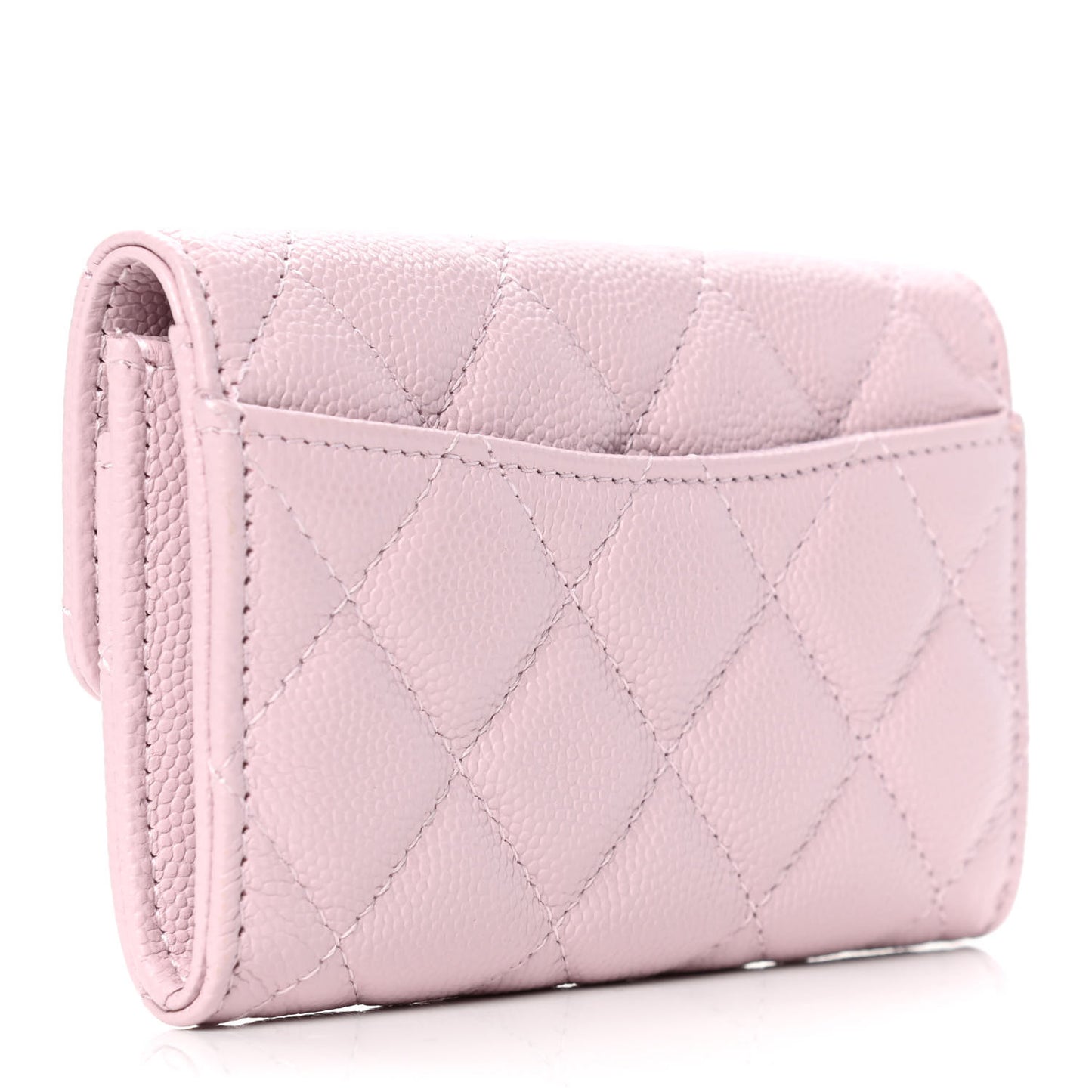 Caviar Quilted Flap Card Holder Wallet Light Pink