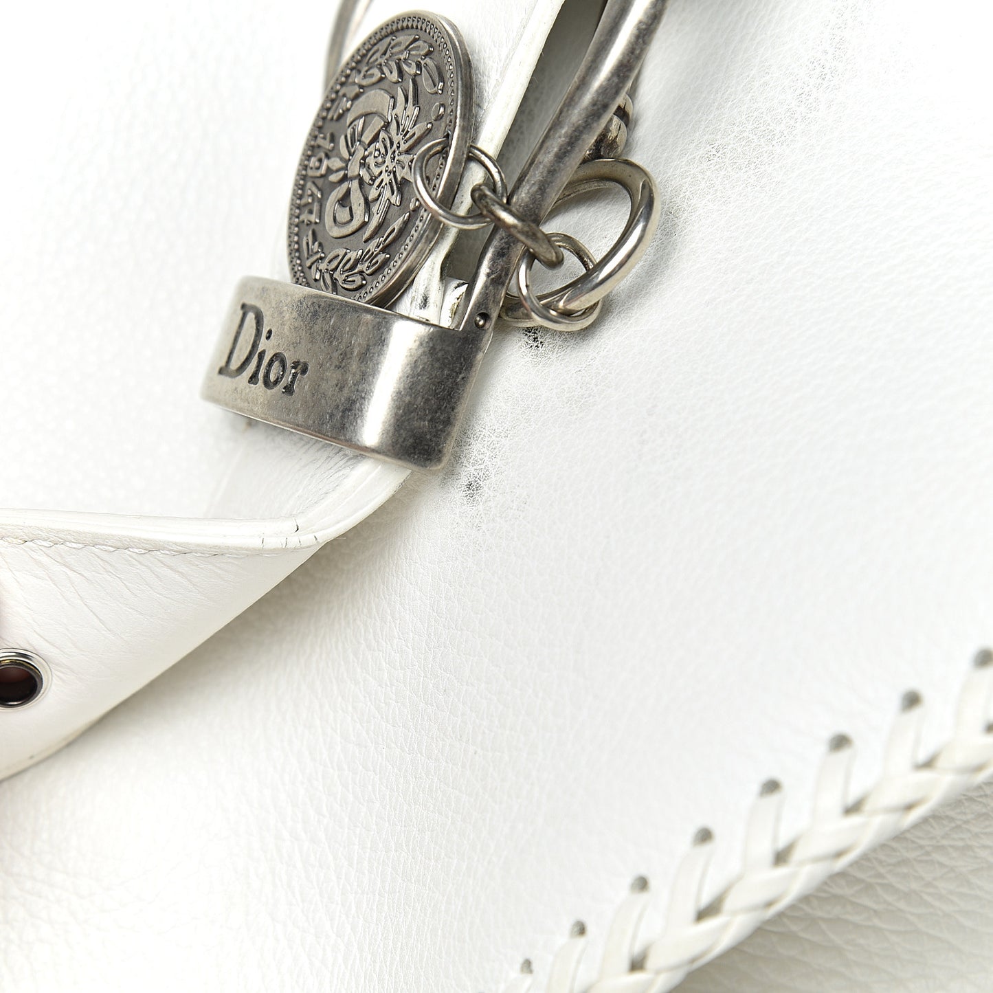Calfskin Braided Gaucho Double Saddle Bag White