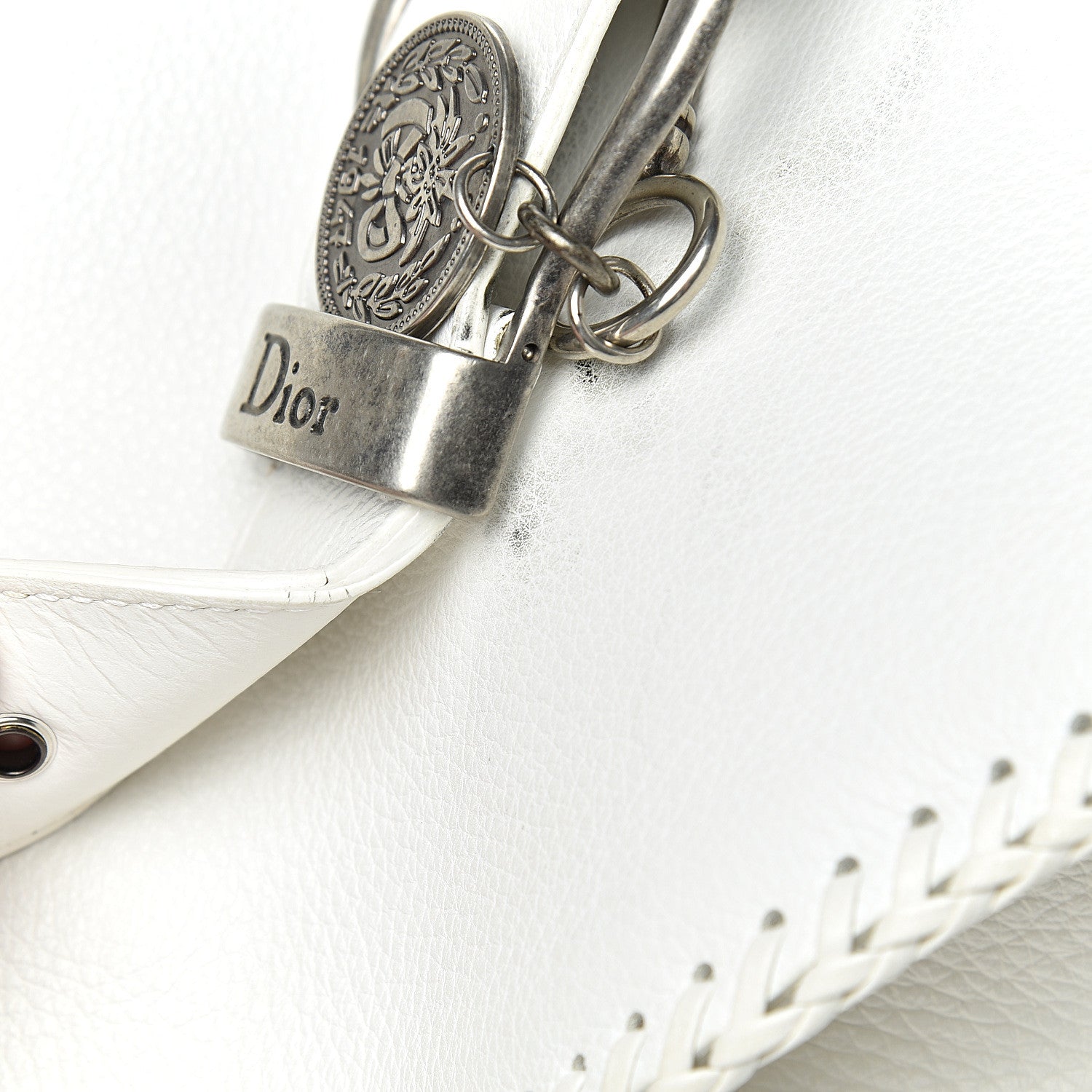 Christian Dior Calfskin Braided Gaucho Double Saddle Bag White 15 of 15