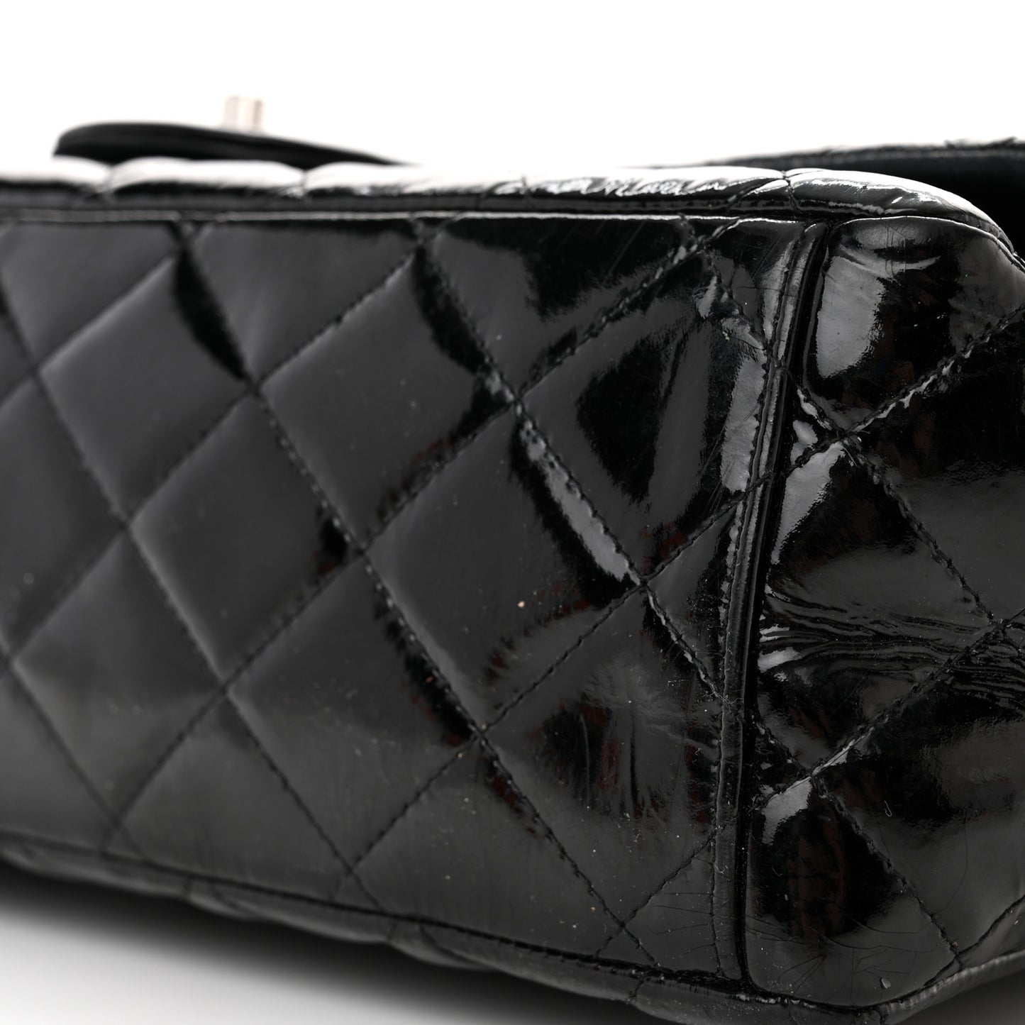 Patent Quilted Maxi Double Flap Black