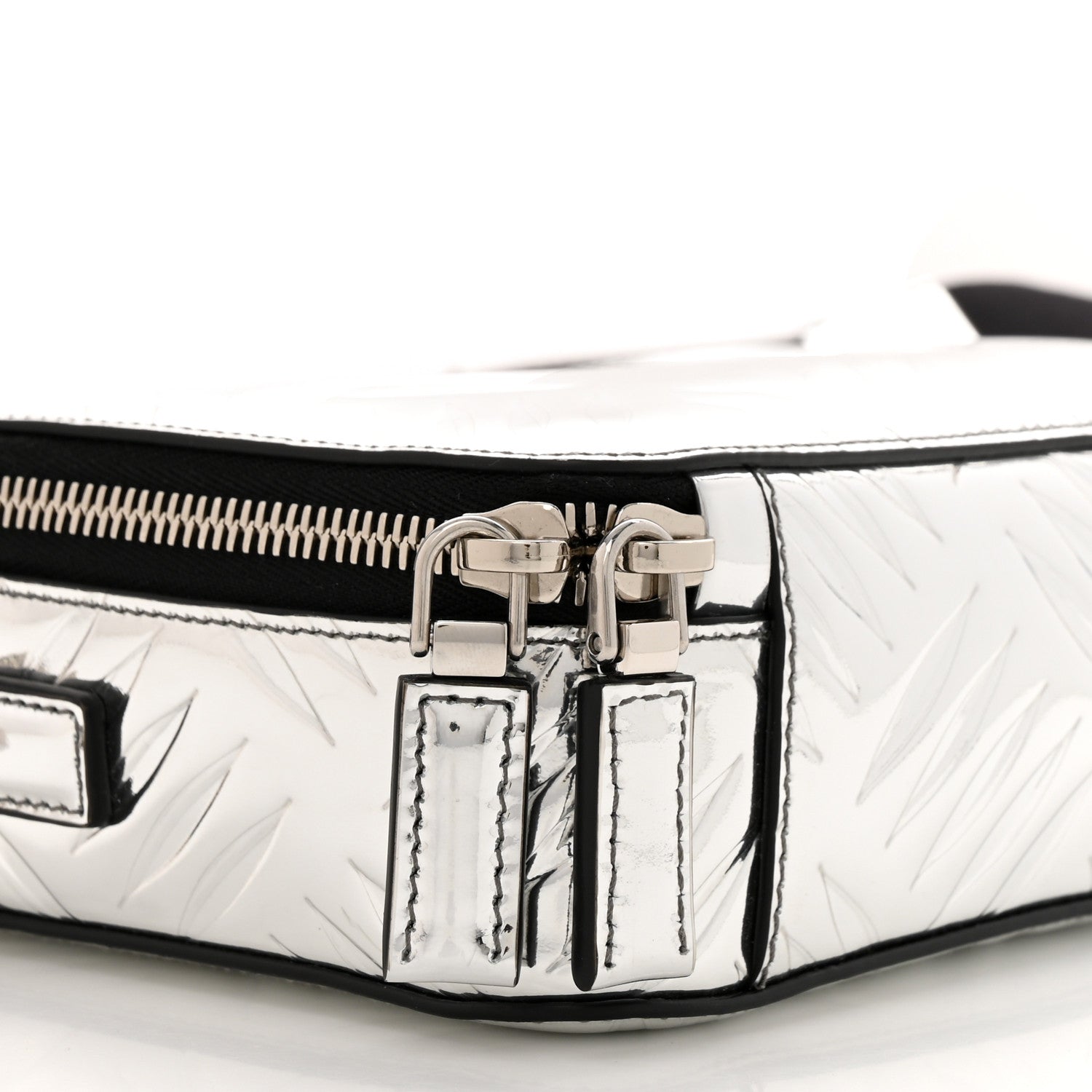 Prada Spazzolato Embossed Small Brique Crossbody Bag Argento 9 of 10