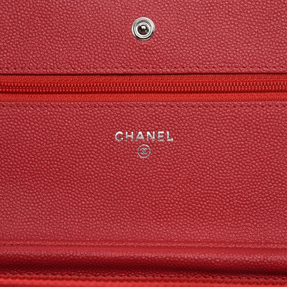 Chanel Caviar Chevron Quilted Wallet On Chain WOC Pink 7 of 9