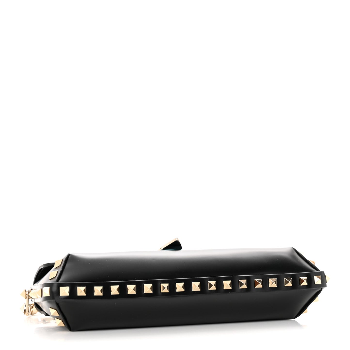 Brushed Calfskin Rockstud Flip Lock Chain Shoulder Bag Black