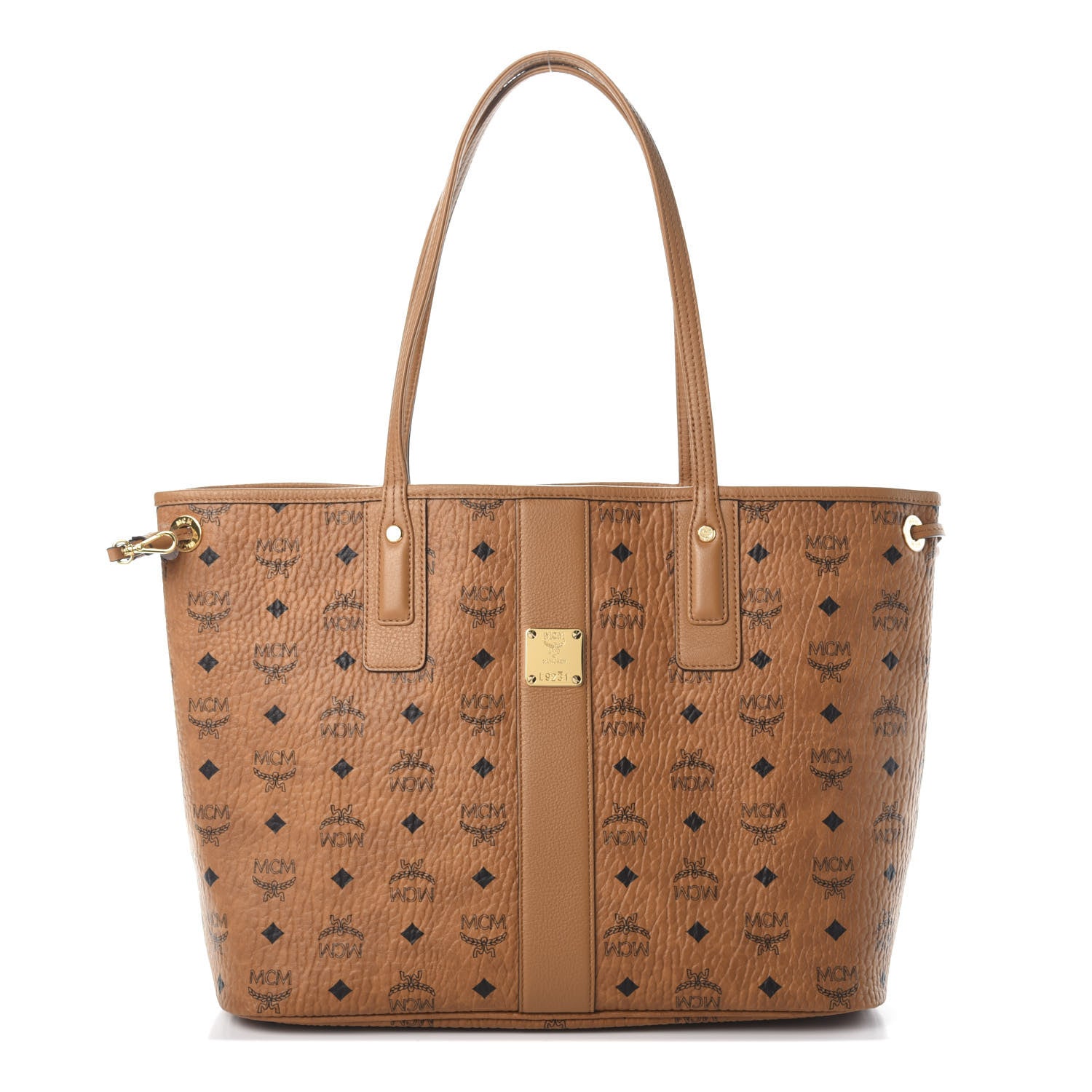 MCM Visetos Medium Liz Reversible Shopper Tote Cognac 1 of 14
