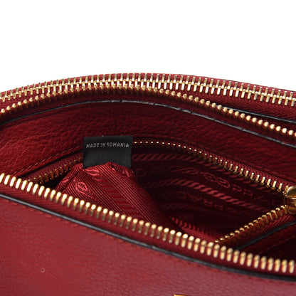 Prada Vitello Phenix Double Zip Crossbody Bag Scarlatto 8 of 10