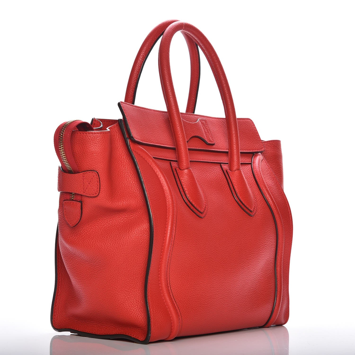 Celine Drummed Calfskin Mini Luggage Coquelicot 3 of 7