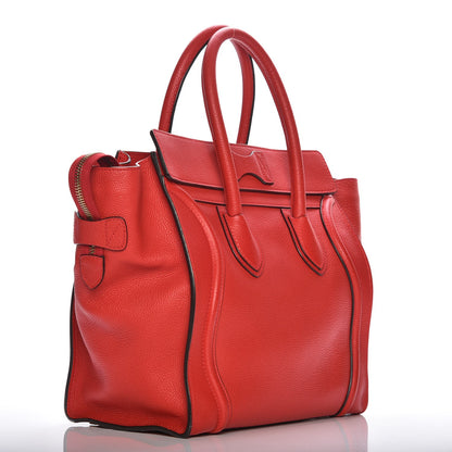 Celine Drummed Calfskin Mini Luggage Coquelicot 3 of 7
