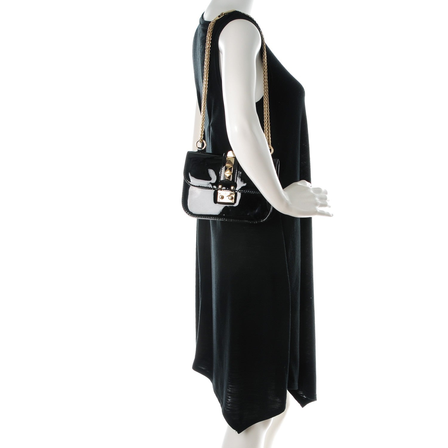 Valentino Garavani Patent Small Glam Lock Rockstud Flap Black 2 of 7
