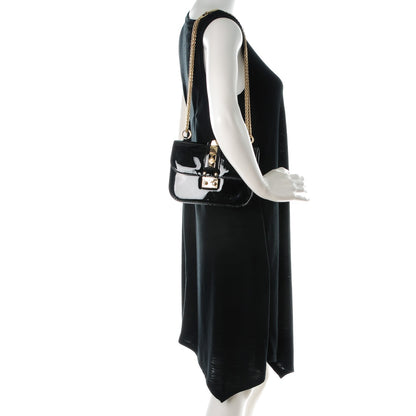 Valentino Garavani Patent Small Glam Lock Rockstud Flap Black 2 of 7