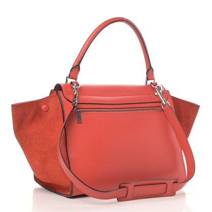 Celine Drummed Calfskin Suede Medium Trapeze Coquelicot 3 of 12