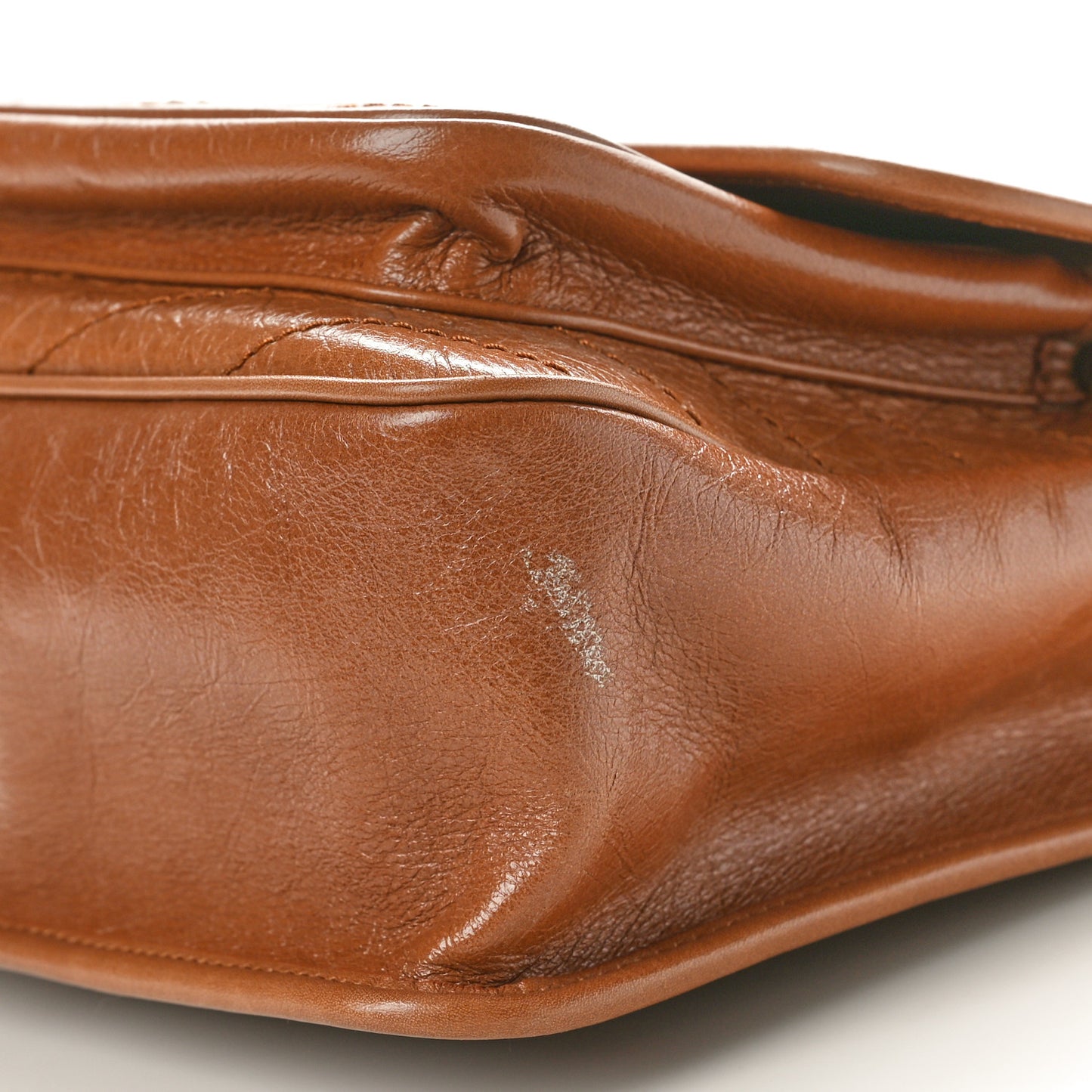 Crinkled Calfskin Matelasse Monogram Medium Niki Chain Satchel Caramel