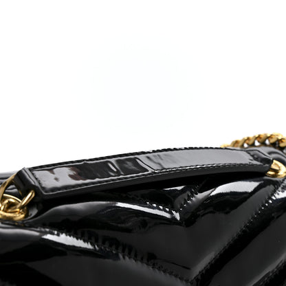 Saint Laurent Patent Y Quilted Monogram Small Loulou Chain Satchel Black 11 of 11