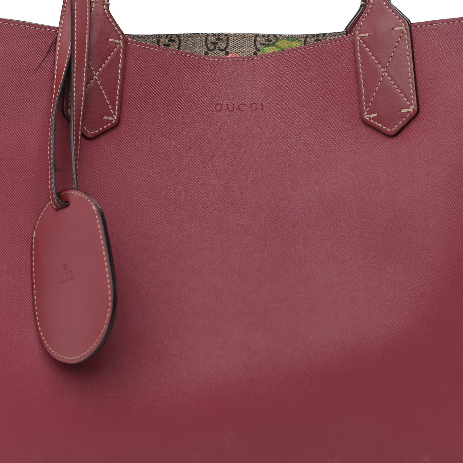 Gucci GG Supreme Monogram Blooms Medium Reversible Tote Beige Multicolor Dry Rose 14 of 22