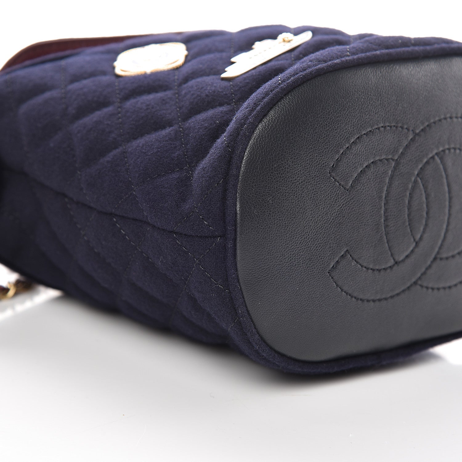 Chanel Wool Lambskin Quilted Paris Hamburg Charms Bucket Bag Dark Navy 5 of 9