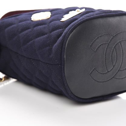 Chanel Wool Lambskin Quilted Paris Hamburg Charms Bucket Bag Dark Navy 5 of 9