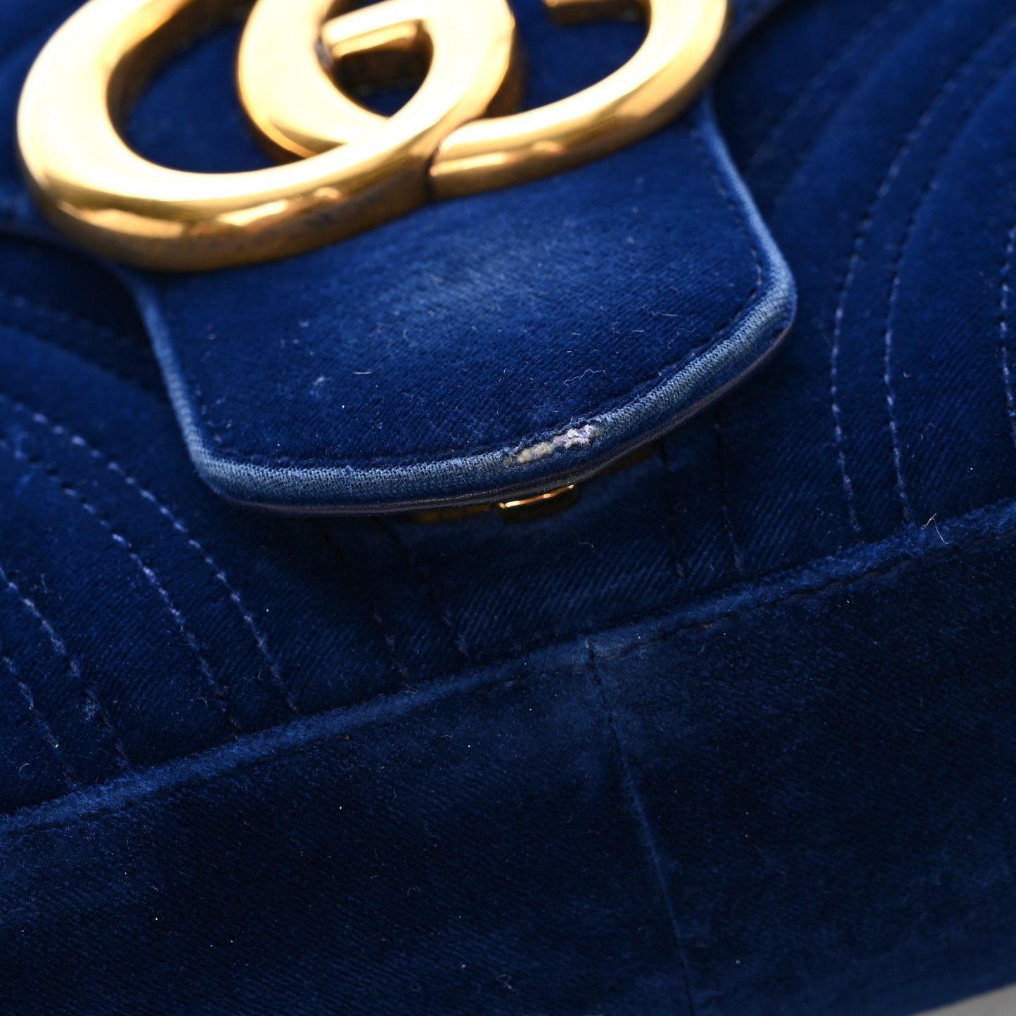 Velvet Matelasse Medium GG Marmont Shoulder Bag Cobalt Blue