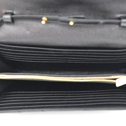 Saint Laurent Grain De Poudre Matelasse Chevron Monogram Chain Wallet Black 5 of 13