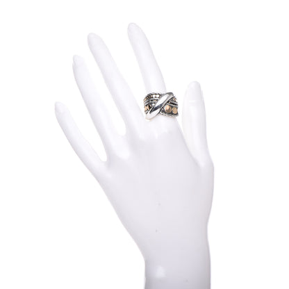 John Hardy Sterling Silver 18K Yellow Gold Dot Menari Twist Ring 54 7 2 of 4
