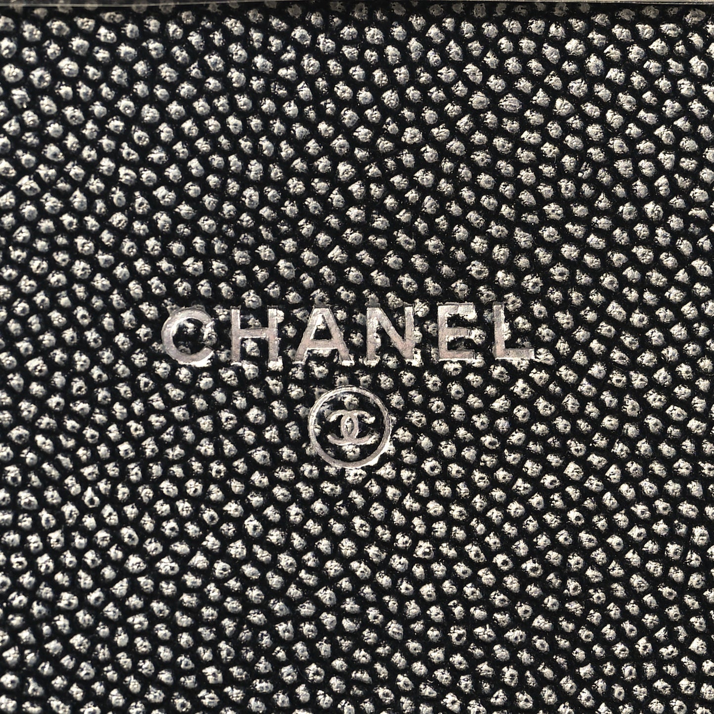 Metallic Caviar Quilted Medium Golden Class Pouch Dark Grey