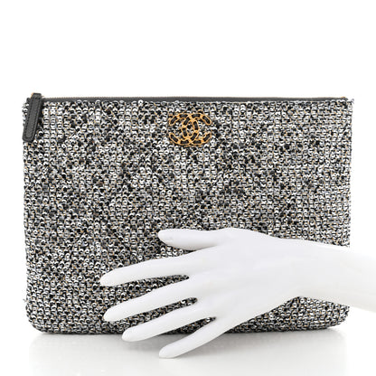 Chanel Sequins Medium 19 Pouch Silver 2 of 12