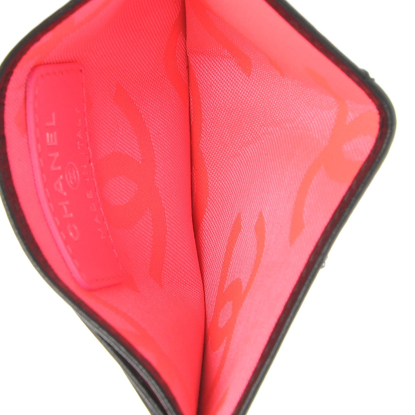 Calfskin Quilted Cambon Card Holder Black