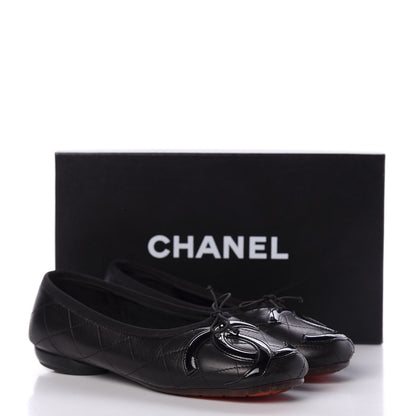 Chanel Lambskin Quilted Cambon Ballerina Flats 38 Black 10 of 10