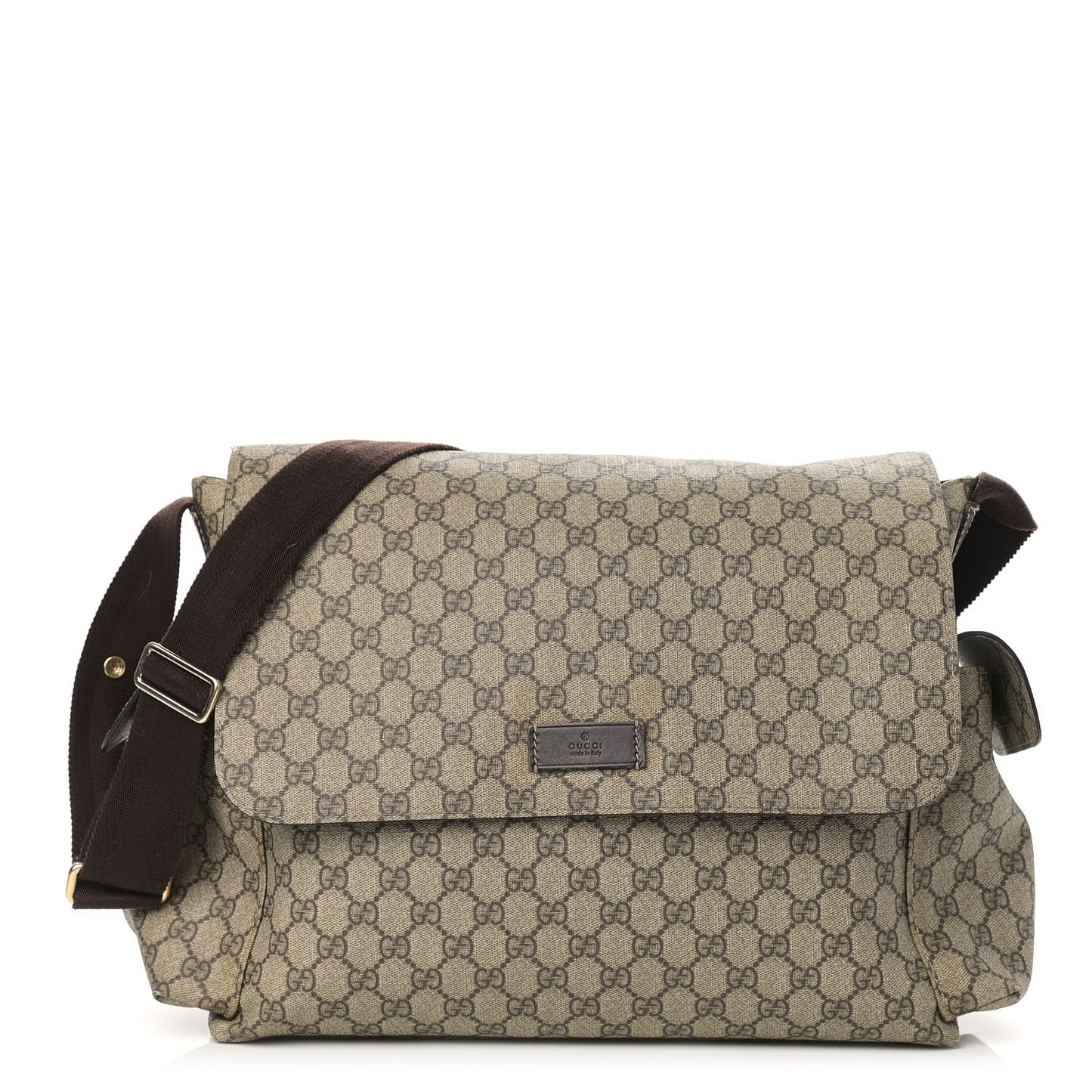 GG Plus Monogram Messenger Diaper Bag Dark Brown