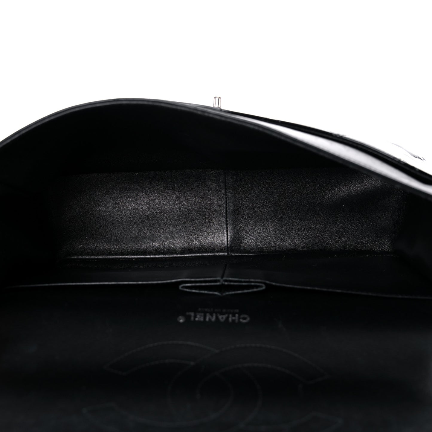 Patent Quilted Jumbo Double Flap Black