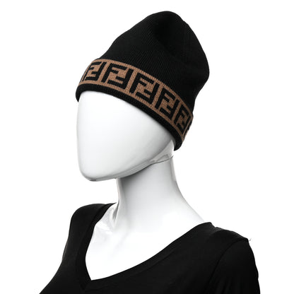 Fendi Wool Knit Zucca Beanie Black 2 of 5