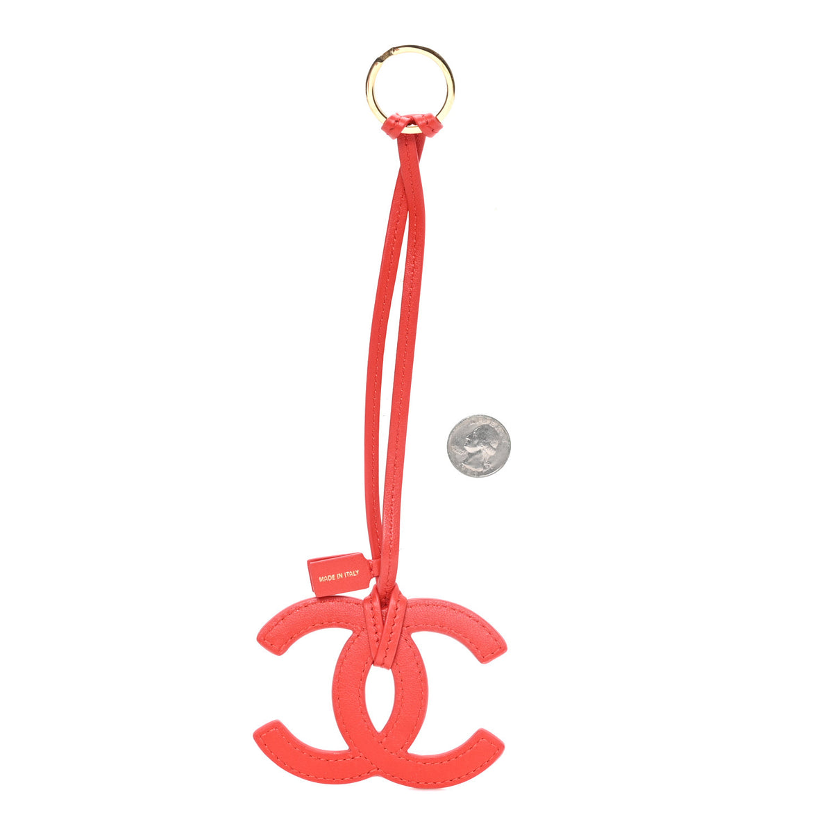 Chanel Lambskin Mini CC Bag Charm Red 2 of 5