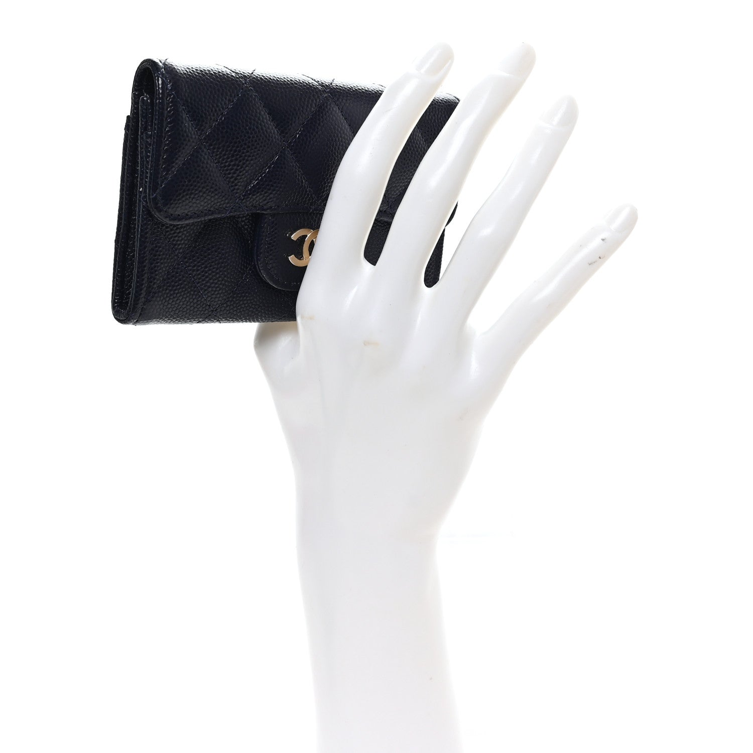 Chanel Caviar Quilted Flap Card Holder Navy Blue 2 of 8