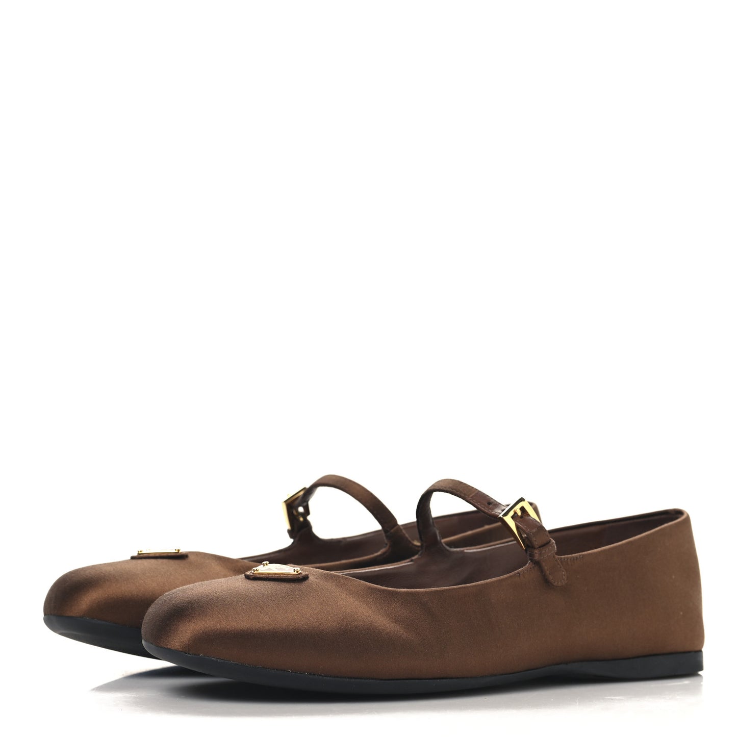 Satin Triangle Ballerina Flats Tabacco