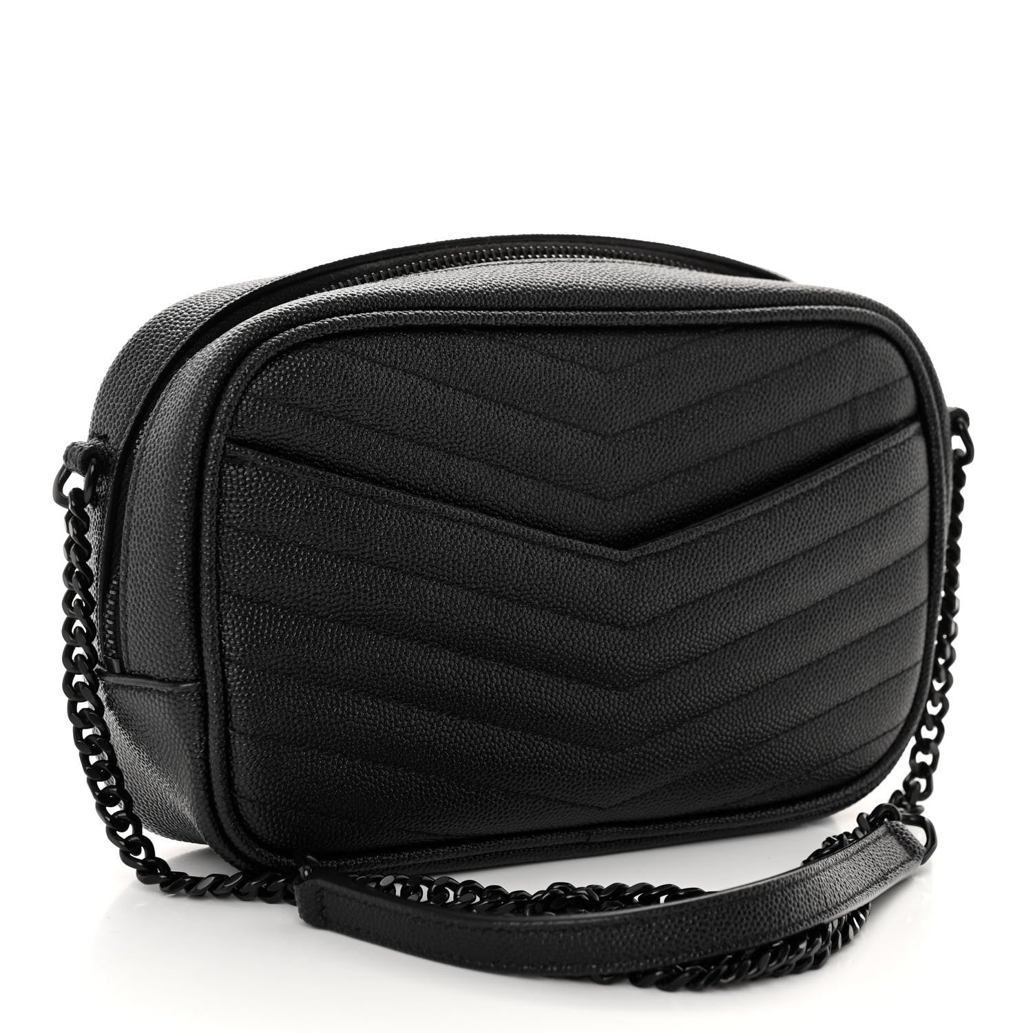Saint Laurent Grain De Poudre Matelasse Monochrome Monogram Mini Lou Camera Bag Black 3 of 9