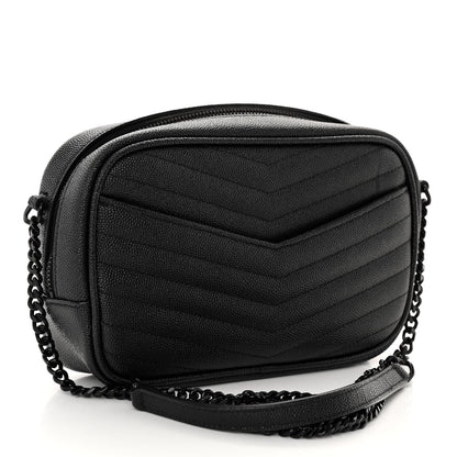 Saint Laurent Grain De Poudre Matelasse Monochrome Monogram Mini Lou Camera Bag Black 3 of 9