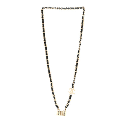 Chanel Metal Lambskin CC AirPods Necklace Gold Black 1 of 3