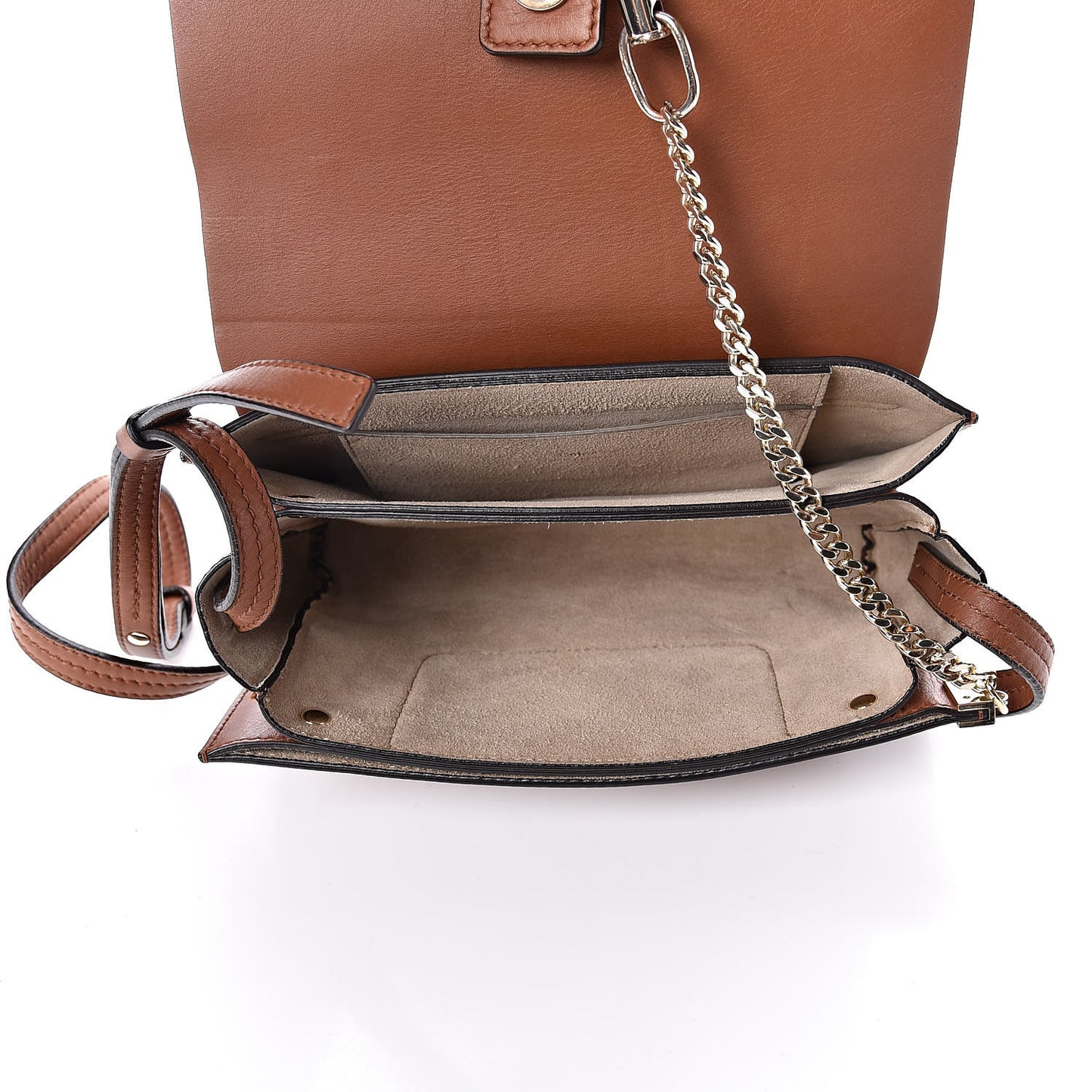Suede Calfskin Small Faye Shoulder Bag Tobacco