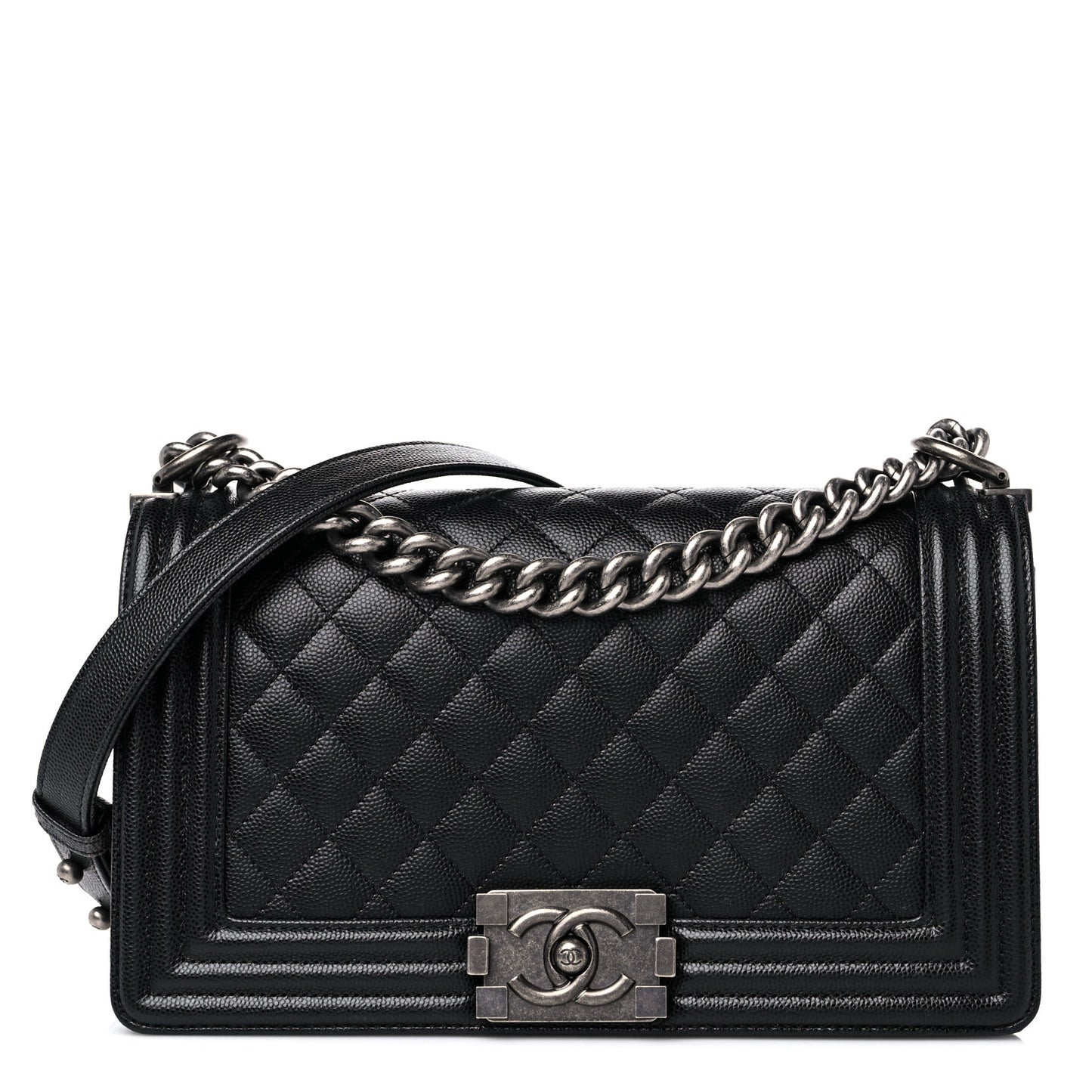 Caviar Quilted Medium Boy Flap Black
