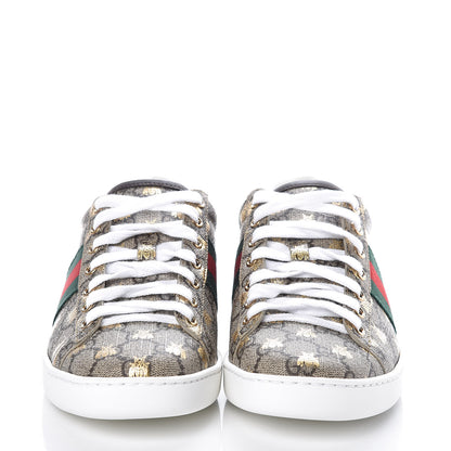 Gucci GG Supreme Monogram Bees Ayers Web Womens Ace Sneakers 39 Beige Oro Green Red 2 of 9