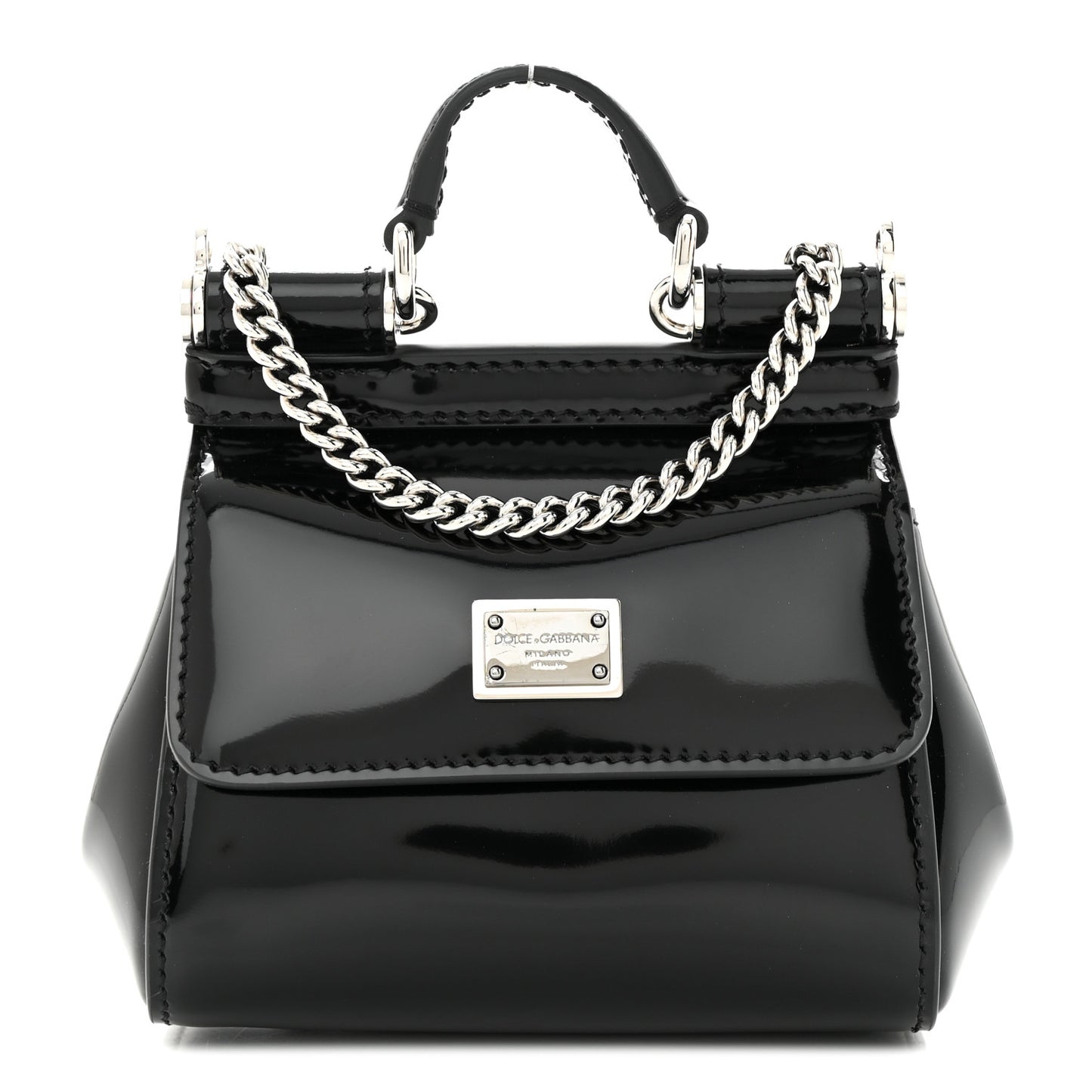 Vitello Lucido Micro Miss Sicily Satchel Black