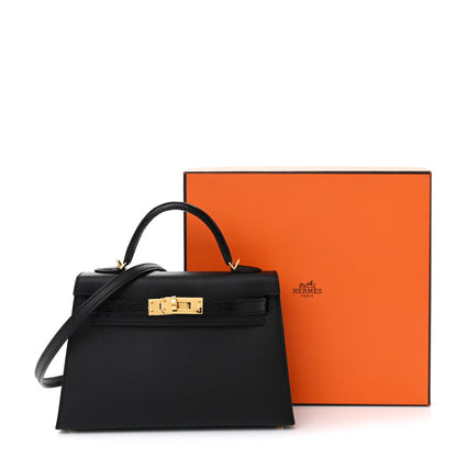 Hermes Madame Calfskin Lizard Mini Kelly Sellier Touch 20 Black 13 of 13
