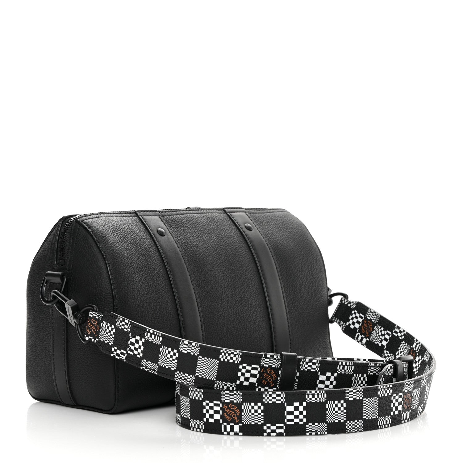 Louis Vuitton Calfskin Damier Distorted City Keepall Black 3 of 10