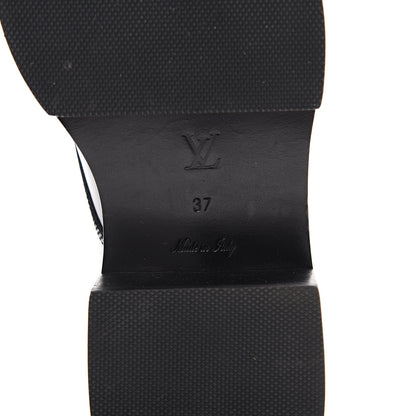 Louis Vuitton Patent Calfskin Blooms Flat Derby Platform Shoes 37 Black 6 of 14