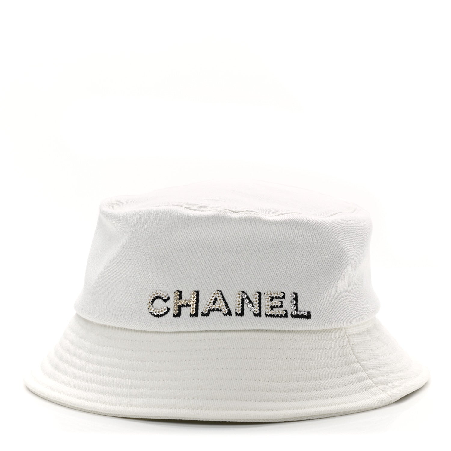 Chanel Fabric Logo Bucket Hat L White 1 of 8