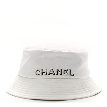 Chanel Fabric Logo Bucket Hat L White 1 of 8
