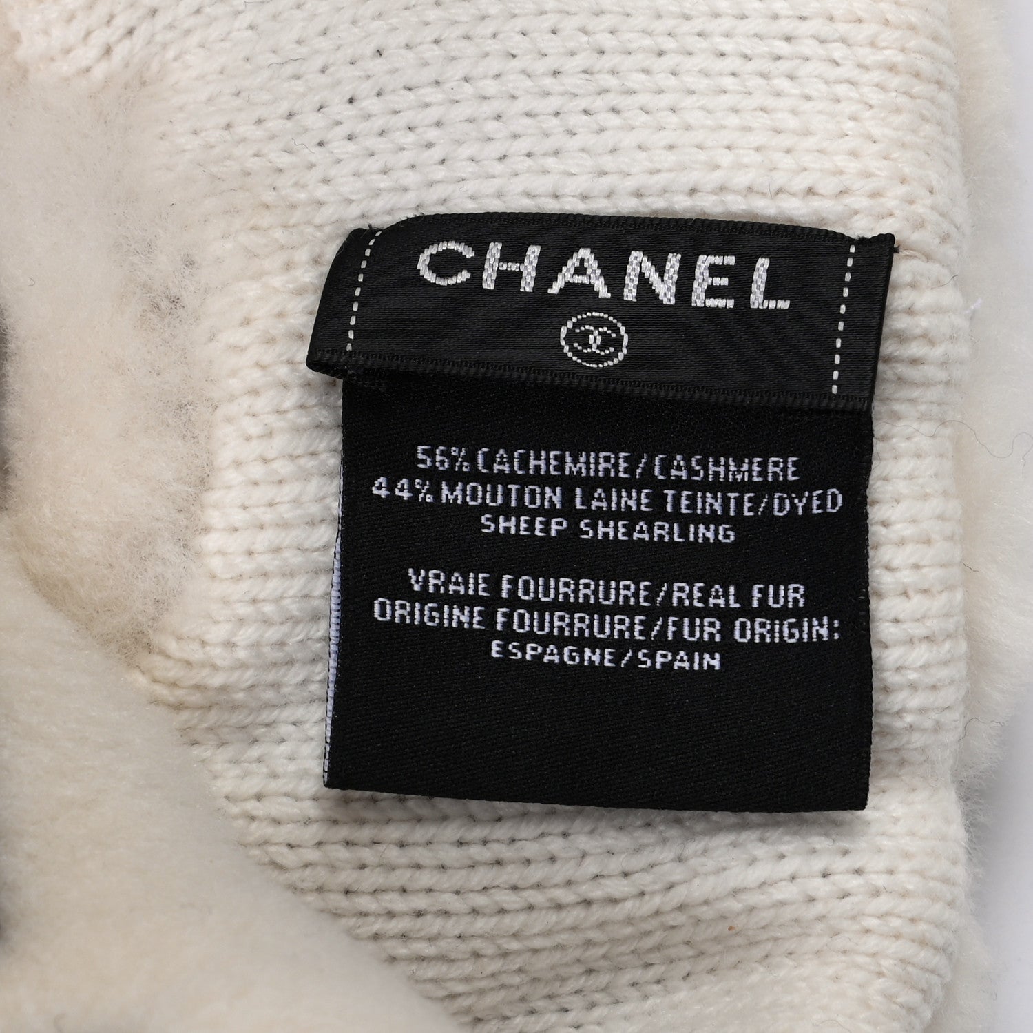 Chanel Cashmere Blend Logo Headband White Black 3 of 3
