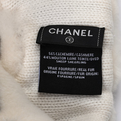 Chanel Cashmere Blend Logo Headband White Black 3 of 3