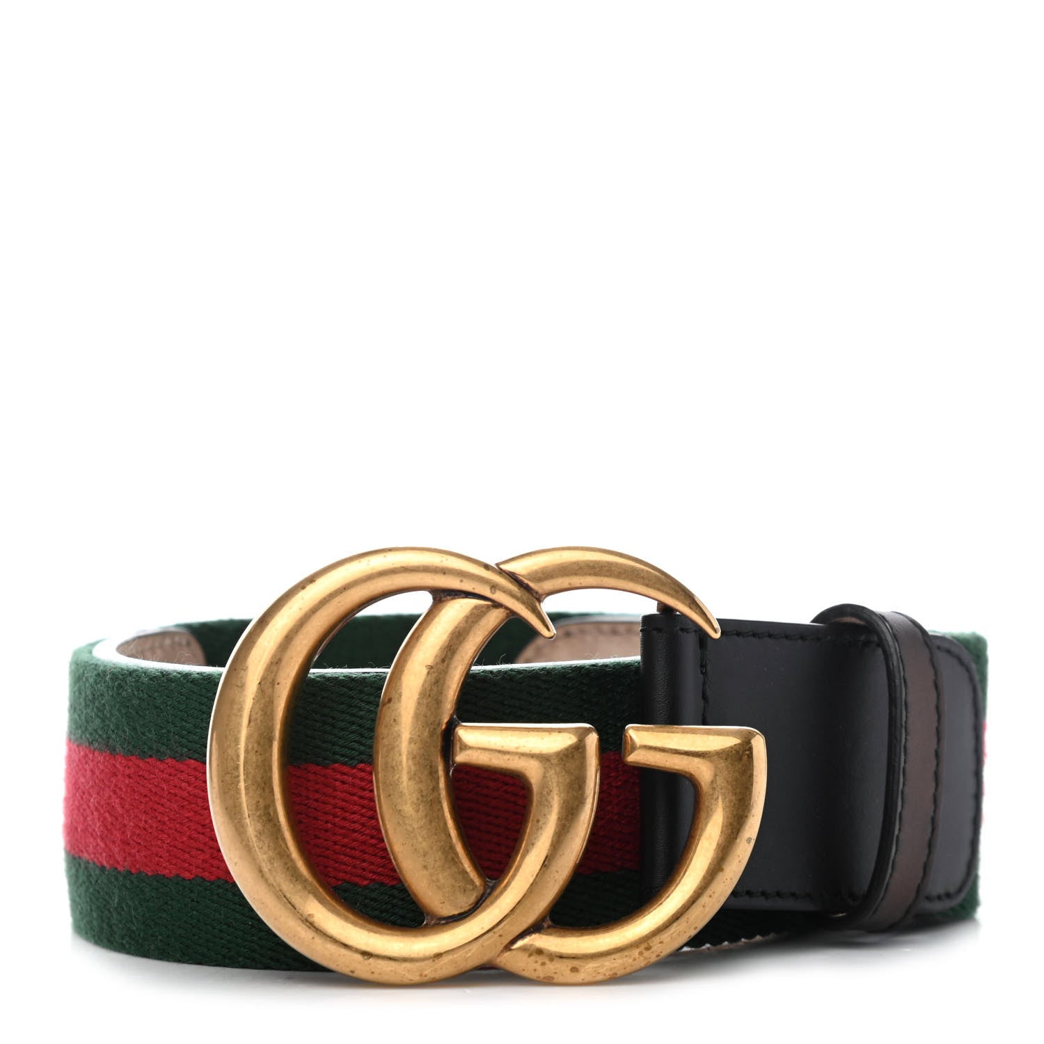 Gucci Nylon Calfskin Double G Web 40mm Belt 75 30 Green Red Black 1 of 4