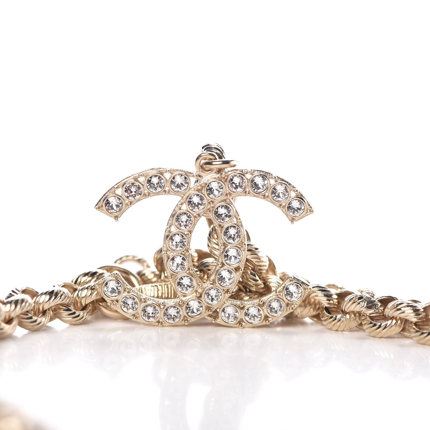 Metal Crystal 90's Icon Logo Chain Belt Gold