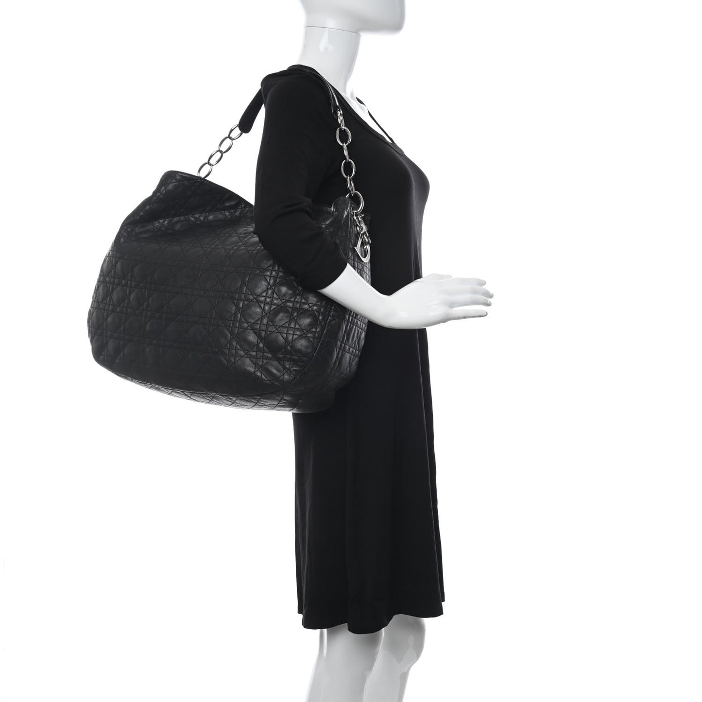 Lambskin Cannage Large Dior Soft Hobo Black