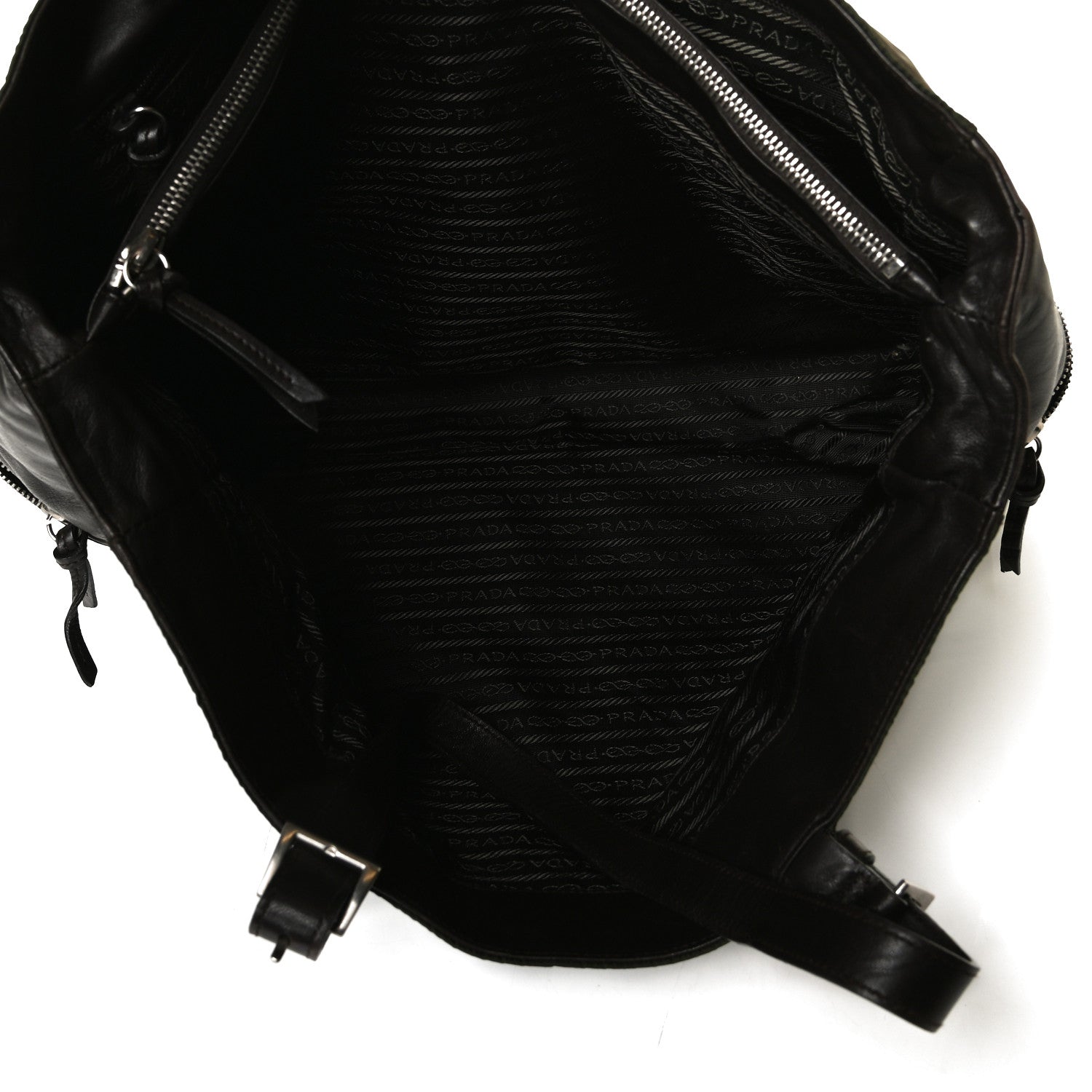 Prada Tessuto Nylon Soft Calfskin Tote Dark Brown 6 of 21